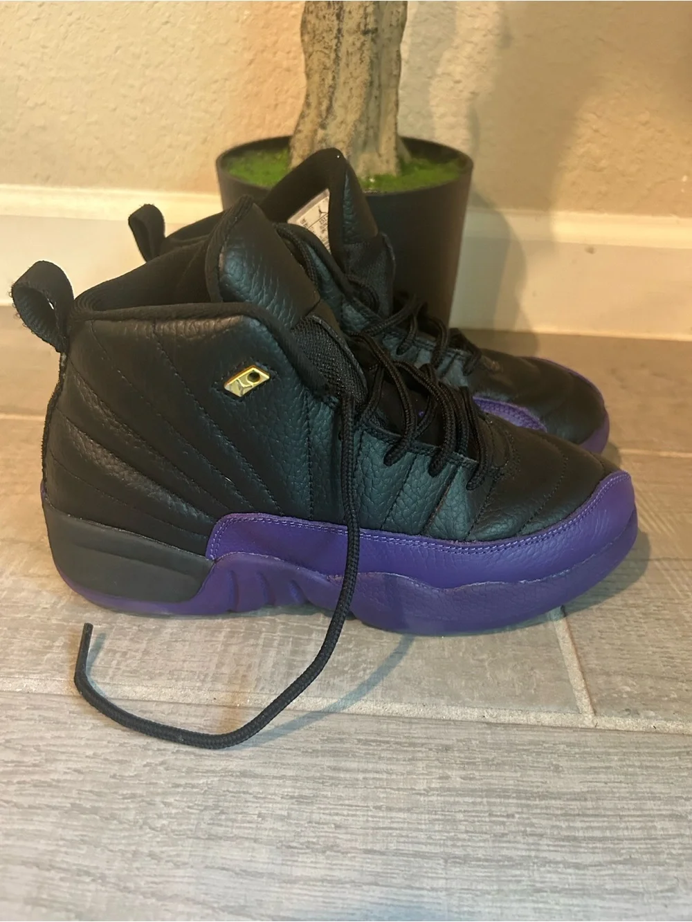 Jordan Black and Purple High-Top Sneakers